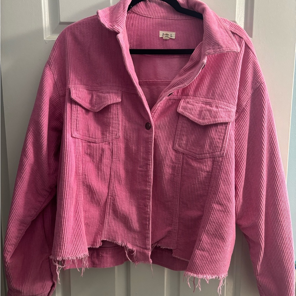 POL Pink Corduroy Jean Jacket
